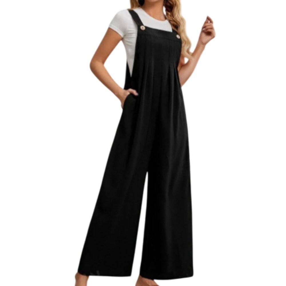 EMERY ROSE Pleated Pocket Jumpsuit with Hidden Pocket